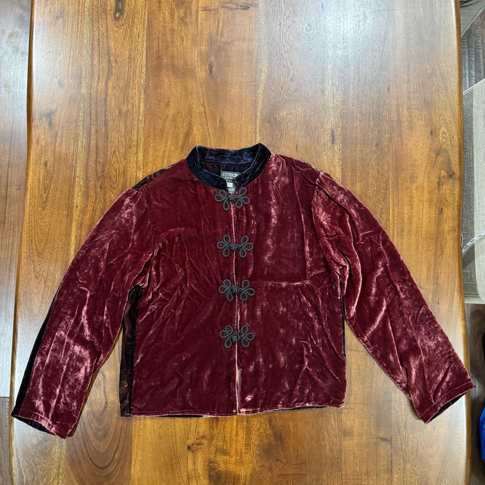 Citron Santa Monica Rare Buddha 100%‎ Silk Velvet Jacket Bohemian Size XS